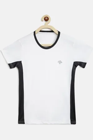 Chimprala Boys White Solid Round Neck Sports T-shirt