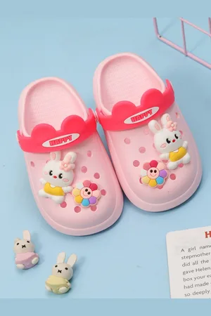 Yellow bee Girls Printed Rubber Sliders