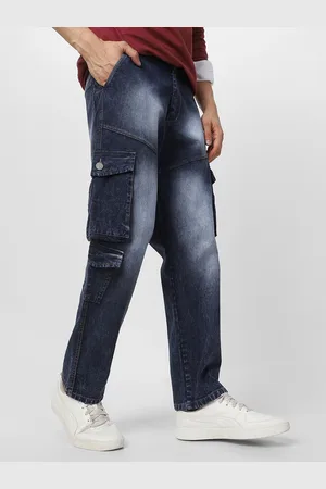 URBANO Men Loose Relaxed Fit Heavy Fade Jeans With 7 Pockets Non-Stretchable