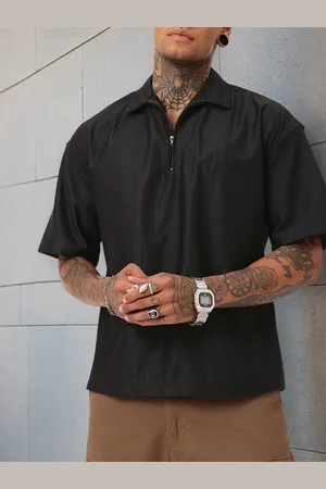 Kook N Keech Modern Style Self Striped Relaxed Fit Polo Collar T-Shirt