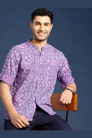Taavi Men Comfort Hand Block Printed Pure Cotton Casual Shirt