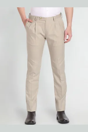 Arrow Men Regular Fit Pleated Dobby Formal Trousers