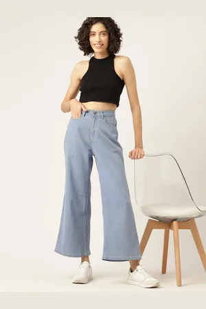 Mast & Harbour Women Wide Leg Stretchable Cropped Jeans