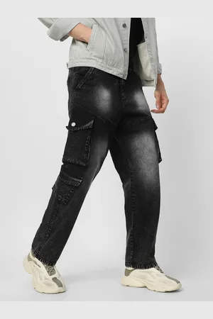 URBANO Men Black Loose Fit With 7 Pockets Non-Stretchable Cargo Jeans