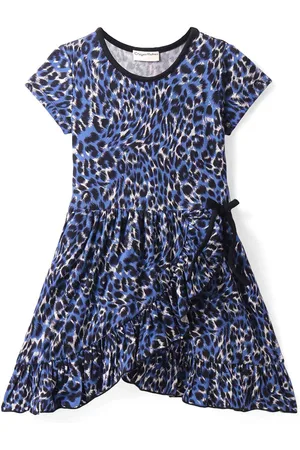 CrayonFlakes Girls Animal Print Tulip Hemline Tie-Ups detailing Fit & Flare Dress