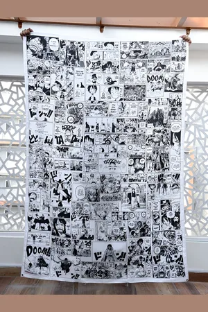 COMICSENSE White & Black Anime Manga Printed Tapestry