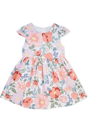 BAESD Girls Floral Printed Flared Cap Sleeves Cotton Fit & Flare Dress