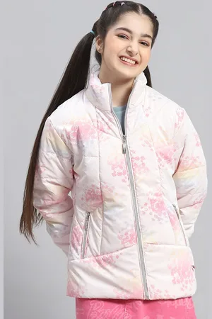 Monte Carlo Girls Floral Printed Mock Collar Lightweight Padded Jacket