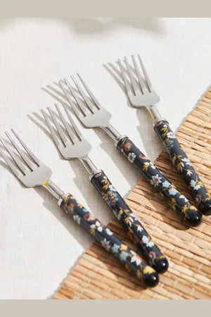 Chumbak Set Of 4 Printed Stainless Steel Fork Set