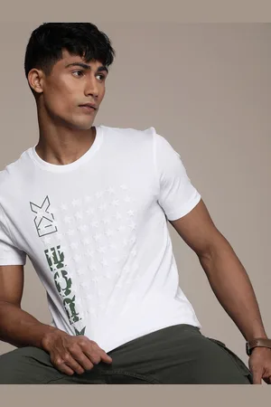 FORCE IX Men Pure Cotton Brand Logo Printed Round Neck T-shirt