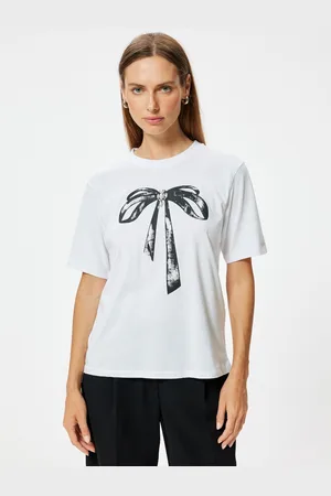 Koton Women Typography Printed Round Neck Cotton T-Shirt