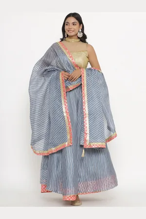 Kesarya Grey & Pink Embellished Ready to Wear Lehenga & Unstitched Blouse With Dupatta