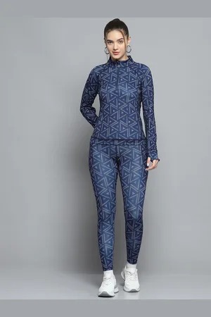 Rock.it Women Printed Mock Neck Full Sleeve Tracksuit