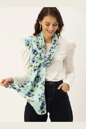 DressBerry Women Sea Green & Navy Blue Printed Scarf