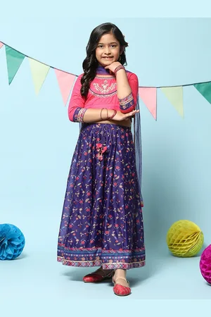 Biba Girls Embroidered Ready to Wear Lehenga & Blouse With Dupatta