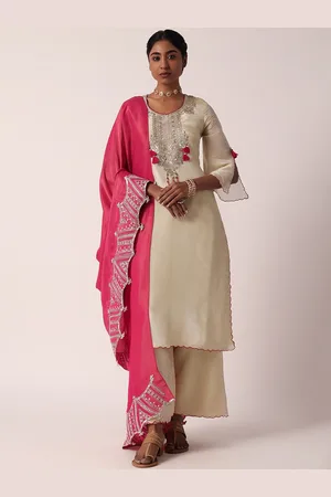KALKI Fashion Women Floral Embroidered Regular Sequinned Kurta with Palazzos & With Dupatta