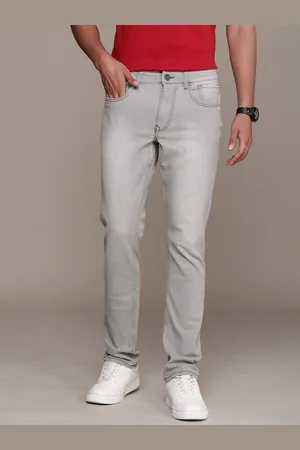 WROGN Men Straight Fit Light Fade Stretchable Mid-Rise Jeans