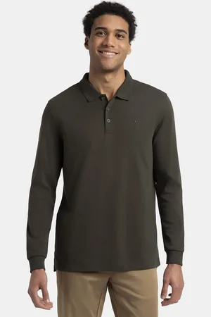 Jockey Super Combed Cotton Rich Solid Full Sleeve Polo Tshirt with Ribbed Cuffs - 3914