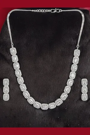The Pari Rhodium-Plated Stone Studded Jewellery Set