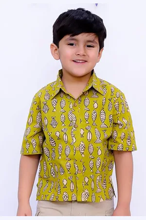 BownBee Boys Spread Collar Graphic Printed Cotton Casual Shirt