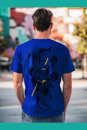 Bewakoof Blue Graphic Print Round Neck Cotton T-shirt