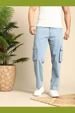 Mast & Harbour Men Straight Fit Pure Cotton Cargo Style Jeans