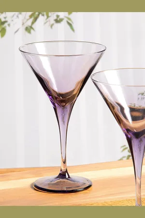 Pasabahce Set Of 6 Purple Solid Glass V-Line Stem Tumblers 250ml each