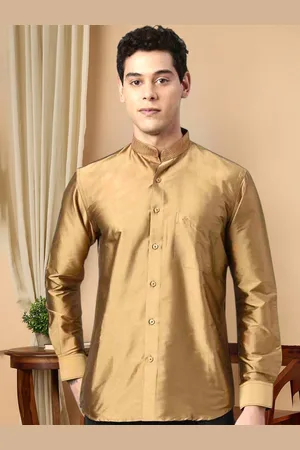 TATTVA Men Khaki Relaxed Slim Fit Casual Shirt