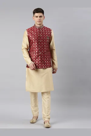 TheEthnic.Co Ethnic Motifs Printed Mandarin Collar Jacket Kurta With Churidar