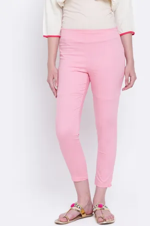 Rangriti Women Pink Regular Fit Solid Cropped Trousers