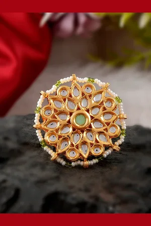 Dastoor Women Gold- toned Meenakari Adjustable Kunda Ring