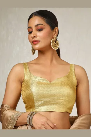 Soch Woven-Designed Tussar Zari Sleeveless Saree Blouse