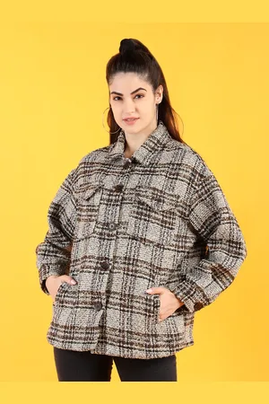 Dlanxa Women Brown Checked Coat
