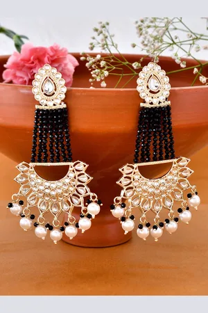 AQUASTREET Gold-Plated Contemporary Chandbali Earrings