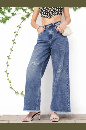 DressBerry Women Effortless Edges Pure Cotton Baggy Fit Jeans