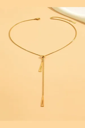 DIVASTRI Gold-Plated Triangle Shaped Pendant With Chain