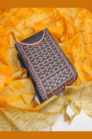 HERE&NOW Floral Embroidered Thread Work Unstitched Dress Material