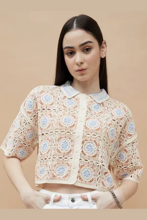 Lifestyle Women Printed Polo Collar Pockets T-shirt
