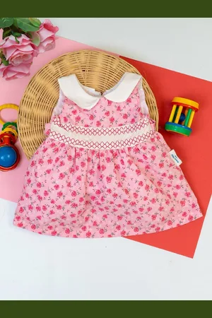 MeeMee Girls Floral Printed Peter Pan Collar Fit & Flare Dress