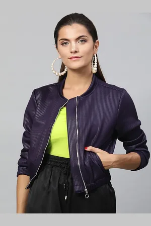STREET 9 Women Purple Printed Lightweight Biker Jacket