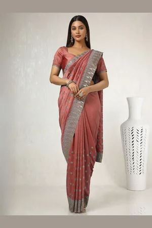 Soch Floral Beads and Stones Silk Blend Tussar Saree