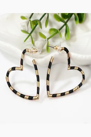 AQUASTREET Gold Plated Heart Shaped Half Hoop Earrings