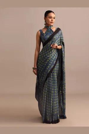 KALKI Fashion Ethnic Motifs Satin Block Print Saree