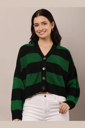 NoBarr Women Striped Crop Cardigan
