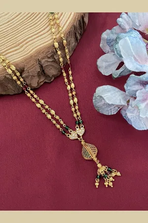 Digital Dress Room Gold-Plated Artificial Stone Studded & Beaded Minimal Necklace