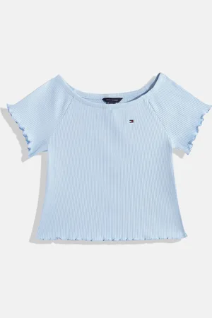 Tommy Hilfiger Self-Striped Off-Shoulder Knitted Top