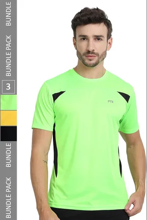 ftx Pack Of 3 Colourblocked Round Neck Regular Fit Dry Fit Sports T-shirt
