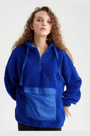 DeFacto Women Blue Hooded Sweatshirt