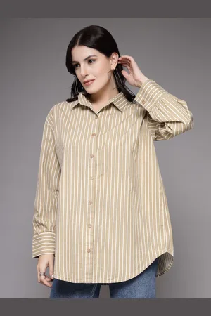 Roadster The Lifestyle Co. Women Comfort Striped Oversized Pure Cotton Casual Shirt