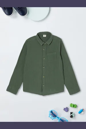 Max Collection Boys Spread Collar Solid Cotton Casual Shirt